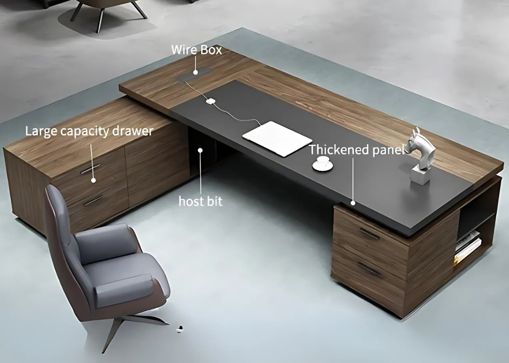 Premium Classic Executive Office Desk with Side Rack 02